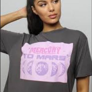 Missguided // Tall Grey Mercury Oversized Graphic T-shirt